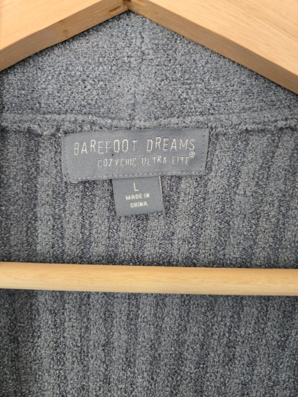 Barefoot Dreams Women's Cozychic Ultra Lite Cardi Size L Blue Open Cardigan Robe - Picture 2 of 10